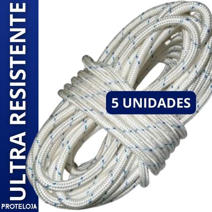 Imagem de Kit 05 Corda Poliamida 12mm Nr18 trava quedas Trabalho em Altura 10 Metros