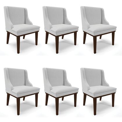 Imagem de Kit 06 Cadeiras de Jantar Liz Linho Base Fixa Madeira Tabaco - D'Rossi