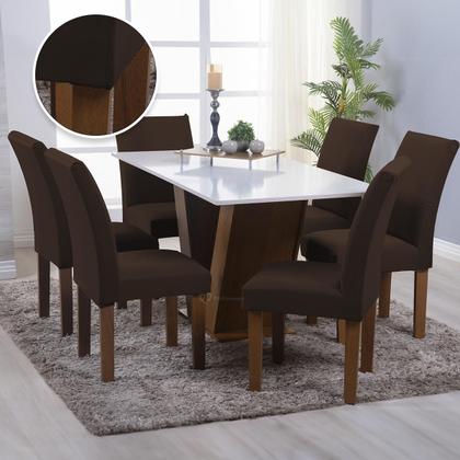 Imagem de Kit 06 Capa Cadeira Estofadas Protetor Tecido Malha Gel Spandex Coladinha Mesa Jantar 6 Lugares Com Elastico