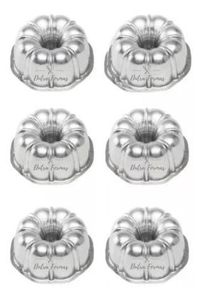 Imagem de Kit 06 Mini Formas Suíça Decorada Nº 1 8,5x4 Bolo Pudim Doce