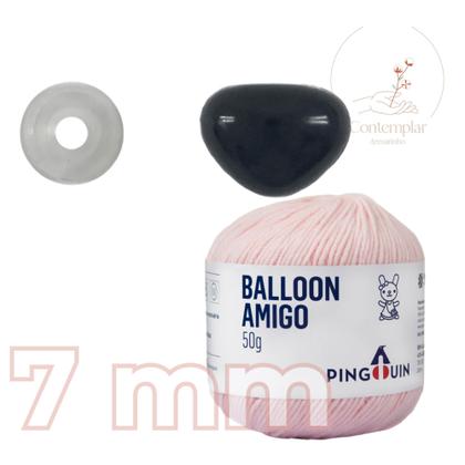 Imagem de Kit 1 Fio Balloon Amigo - Pingouin + Focinho preto com trava de segurança 7 mm - Círculo