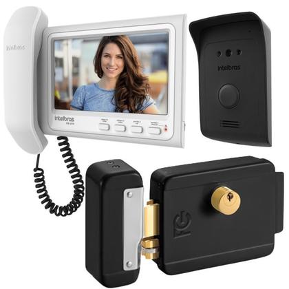 Imagem de Kit 1 Vídeo Porteiro Interfone Ivr 1070 Hs + 1 Fechadura