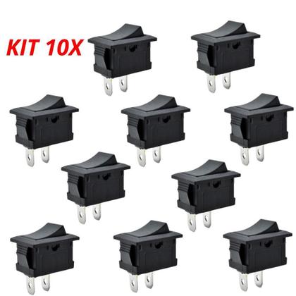 Imagem de Kit 10 Botao On Off Chave Liga Desliga Interruptor Gangorra Chave Universal 10A Tic Tac 12V A 220V Eletrico Automotivo