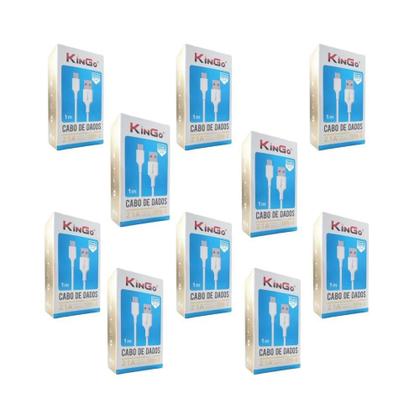 Imagem de Kit 10 Cabos Usb-C Kingo Branco 1M 2.1A Para Galaxy S10 Plus