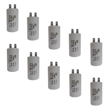 Imagem de Kit 10 Capacitor Permanente 10uF 380/400Vac EPX com Terminal Duplo