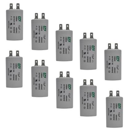 Imagem de Kit 10 Capacitor Permanente 13uF 440/450Vac EPX com Terminal Duplo