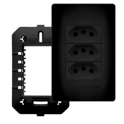Imagem de Kit 10 Conjunto 3 Tomadas Tripolar 20a 3P Fosco Black Fame