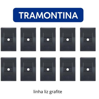 Imagem de Kit 10 Conjunto Placa 4x2 Com Furo Tramontina Liz Grafite