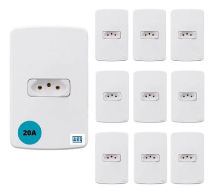 Imagem de Kit 10 Conjuntos 4x2 tomada 20A Composé Weg Branco 13272664