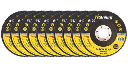 Imagem de Kit 10 Disco Flap de Zircônio de 4.1/2 Pol. Grão 120 - Titanium