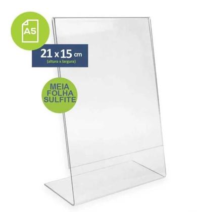 Imagem de Kit 10 Display Acrilico L Tamanho 10x15cm A6 Cardápio Mesa