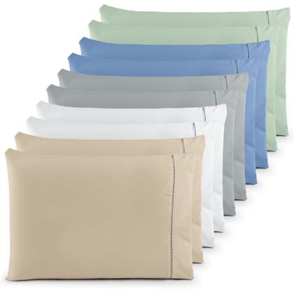 Imagem de Kit 10 Fronhas ( 5 Pares ) Percal 200 Fios Ponto Palito 100 Algodão