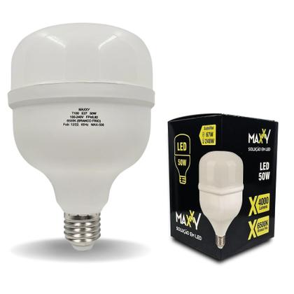 Imagem de Kit 10 Lâmpadas Bulbo 50W Fria E27 - Branco Frio 6500K