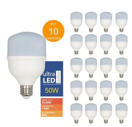 Imagem de Kit 10 Lampadas Led Bulbo 50w Branco Frio 6500k Bivolt Valor Promocional - ULTRALUZ