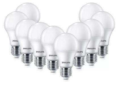 Imagem de Kit 10 Lâmpadas Led Philips bulbo A60 E27 Branca Fria (6500k) - 9W