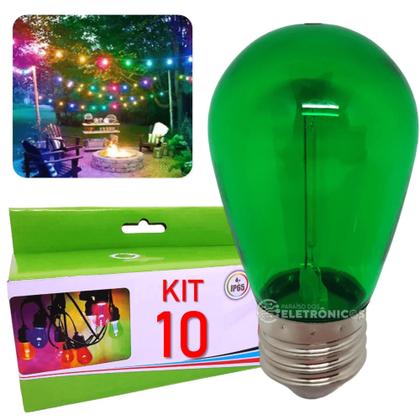 Imagem de kit 10 Lâmpadas Led Retrô Coloridas Boloinhas 1w S14 110v Abajurs Luminárias Jardim  61462