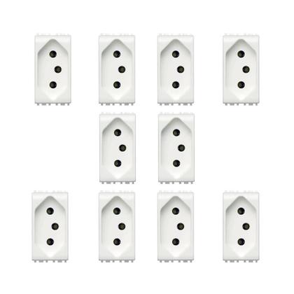 Imagem de Kit 10 Módulo Tomada 2P+T 10A 250V Thesi Bticino Bran M4165S