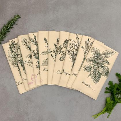 Imagem de Kit 10 Panos De Prato Crú Algodão Extra Rústico Coleção Temperos Louça Cozinha Decoração