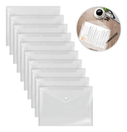 Imagem de Kit 10 Pastas A4/ofício Envelope Com Botão Transparente A4