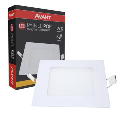 Imagem de Kit 10 Plafon Quadrado Embutir 6w 12x12cm Branco Quente 3000k