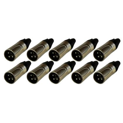 Imagem de Kit 10 Plug Xlr Macho Profissional 3 Vias Soundvoice Xl03Mc