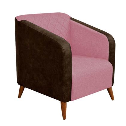 Imagem de Kit 10 Poltrona Silmara Compose Tecido Sintético Nozes Decorativa   Pés Madeira 2 Lugares Sala de Estar Recepção Escritório Consultório Tecido Sintéti