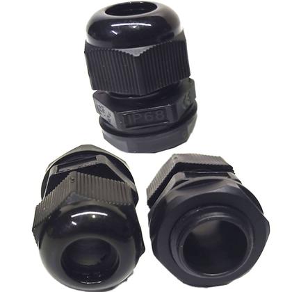 Imagem de Kit 10 Prensa Cabo BSP 3/8 Nylon com Vedação IP68 Fio Preto