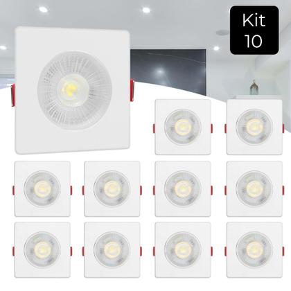 Imagem de Kit 10 Spot Led 7w Dicróica Direcionável Quadrado Frio