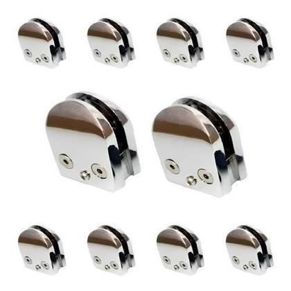 Imagem de Kit 10 Suporte Presilhas Vidro Curva Redonda Aço Inox 304