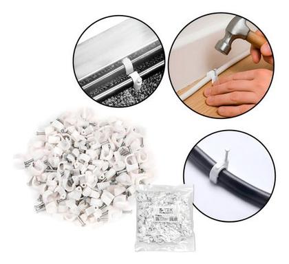 Imagem de Kit 100 Fixador De Fios Cabos Parede Com Prego 10mm