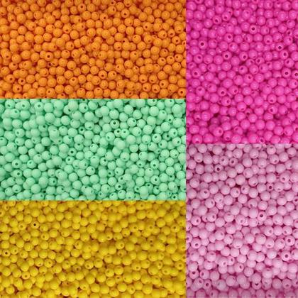 Imagem de Kit 1000 Perolas Leitosa Inteira 6mm Com Furo 5 Cores