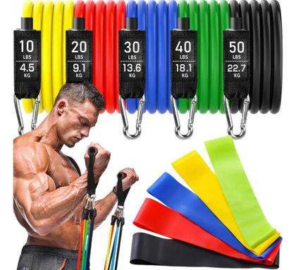 Imagem de Kit 11 Extensor Elástico Treino Em Casa + Kit 5 Mini Band