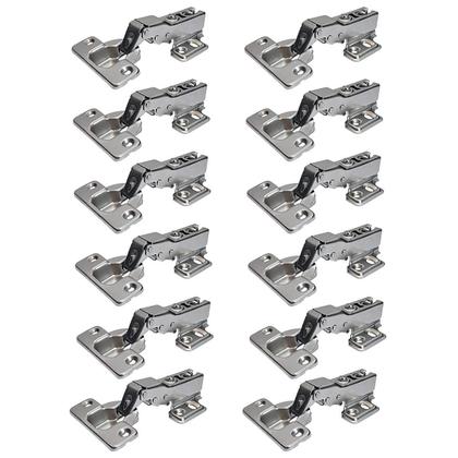 Imagem de Kit 12 Dobradiça 35Mm Curva Pistão Amortecedor Calço Slideon