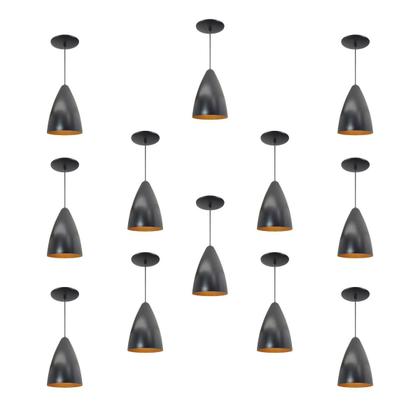 Imagem de Kit 12 Luminária Pendente Bala Nova Com Interior Cobre Com Fiação 110/220v