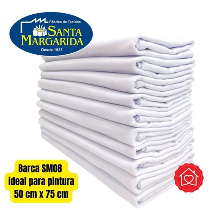 Imagem de Kit  12 panos de prato para pintura SM08 liso branco Santa Margarida 50 cm x 75 cm