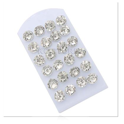 Imagem de Kit 12 Pares Brinco Trio  Ponto De Luz Tamanho 10mm atacado Strass Bijuterias cartela