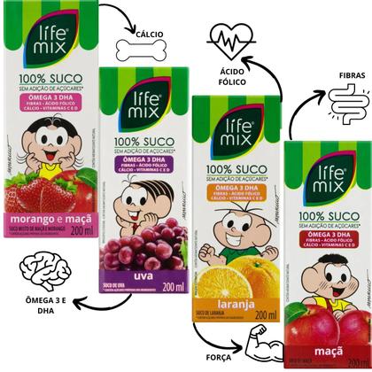 Imagem de Kit 12 Sucos Life Mix Kids Turma Da Mônica Sabores Sortidos