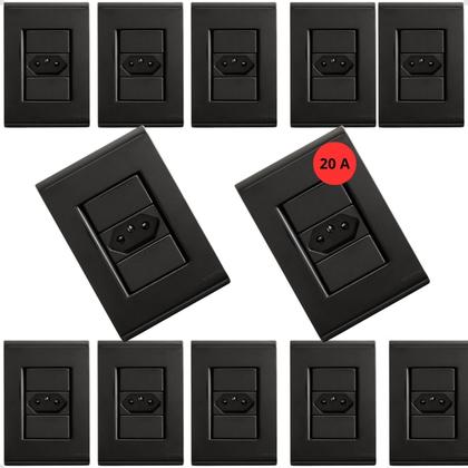 Imagem de Kit 12 Tomada Simples 20A Grafite Tramontina Liz