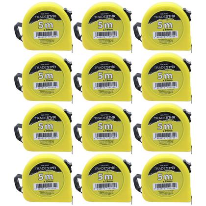 Imagem de Kit 12 Trena Aço Metal 5m Bolso Básica Fita Com Trava