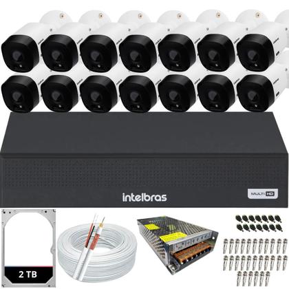Imagem de Kit 14 Câmeras Intelbras Multi Hd 1120b Dvr 16 Canais Hd 2TB
