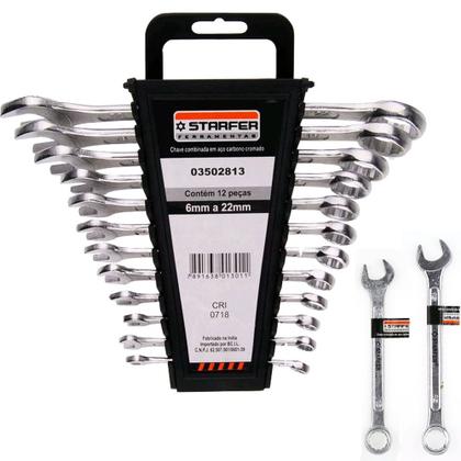 Imagem de Kit 14 Peças Jogo de Chave Combinada Boca e Estrela 6 a 22mm - Starfer