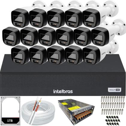 Imagem de Kit 16 Câmeras Intelbras Full Color Dvr 16 Canais Hd 1TB Colorido 24hrs