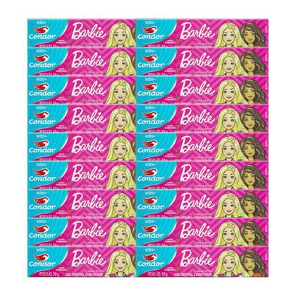 Imagem de Kit 18 Gel Dental Com flúor Barbie Sabor Morango - Condor