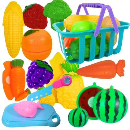 Imagem de Kit 18 Peças Comidinha Cozinha Infantil Legumes e Frutas