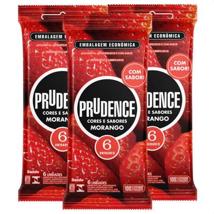 Imagem de Kit 18 Preservativos Camisinha Cores Sabores Morango Prudence 3 Pacotes