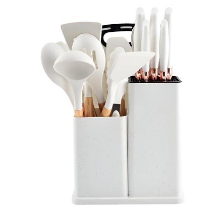 Imagem de Kit 19 Utensílios de Cozinha Silicone Tábua Faca Pegador Batedor Espátula 099A