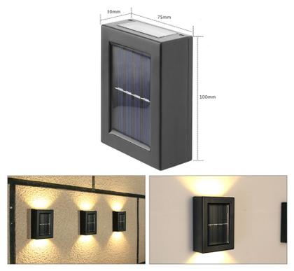 Imagem de Kit 2 Arandela Solar Slim 2 Focos Luminária Parede À Prova D Água Luz Branco Quente IP65 Ambiente externo jardim deck quintal