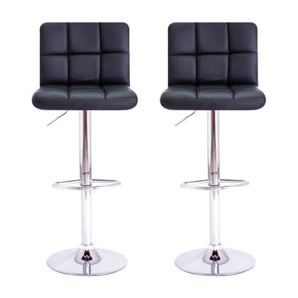 Imagem de Kit 2 Banquetas Altas Com Encosto Alto Estofado Para Cozinha Bancada Ilha Gomos Confort Preta