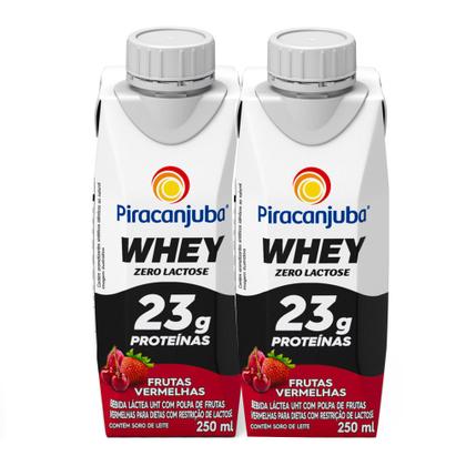 Imagem de Kit 2 Bebida Láctea Piracanjuba Whey Zero Lactose Frutas Vermelhas 250ml