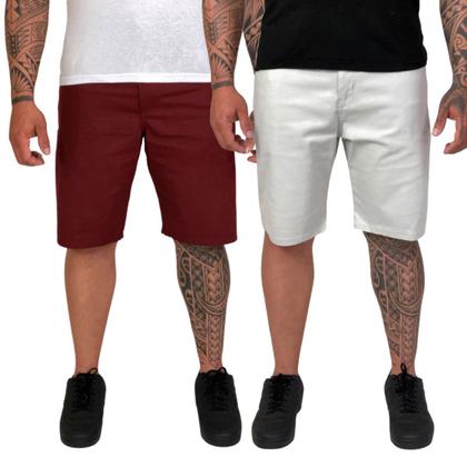 Imagem de Kit 2 Bermudas Sarja Masculina Plus Size Tamanho 48 Ao 58